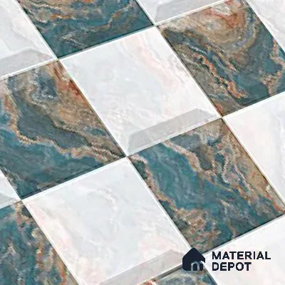 TL 01912 A White & Green Highlighter 1 18 x 12 inch Glossy Finish Ceramic Wall Tile - 6 mm