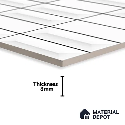 Faux Subway Wall Tile TL 07653 2 ft x 1 ft Ceramic Glossy Finish - 8 mm