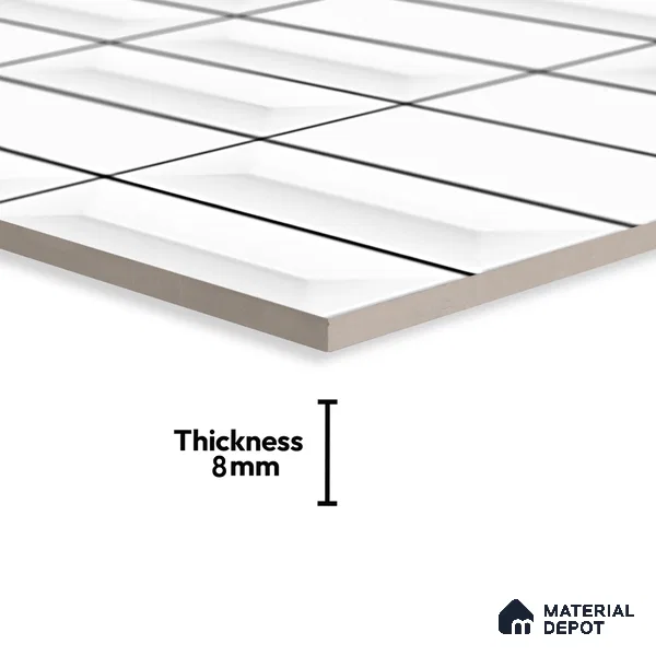 Faux Subway Wall Tile TL 07653 2 ft x 1 ft Ceramic Glossy Finish - 8 mm