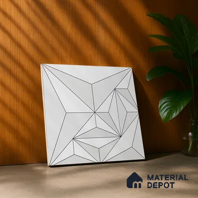 3D Highlighter Wall Tile TL 06576 B Bentley White Decor 1 ft x 1 ft Ceramic Matte Finish - 9 mm | Suitable for Living Room,Kitchen & Bedroom (Sample)
