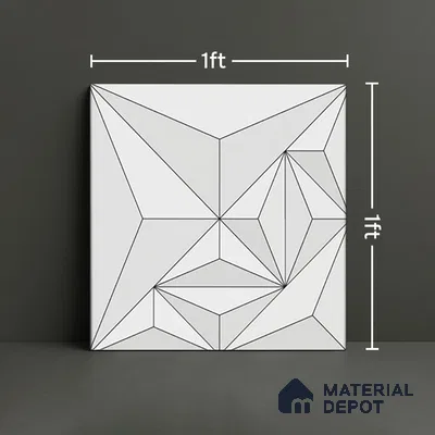 3D Highlighter Wall Tile TL 06576 B Bentley White Decor 1 ft x 1 ft Ceramic Matte Finish - 9 mm | Suitable for Living Room,Kitchen & Bedroom (Sample)