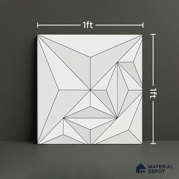 3D Highlighter Wall Tile TL 06576 B Bentley White Decor 1 ft x 1 ft Ceramic Matte Finish - 9 mm | Suitable for Living Room,Kitchen & Bedroom (Sample)