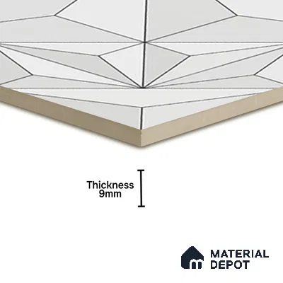 3D Highlighter Wall Tile TL 06576 B Bentley White Decor 1 ft x 1 ft Ceramic Matte Finish - 9 mm | Suitable for Living Room,Kitchen & Bedroom (Sample)