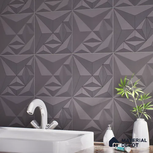 3D Highlighter Wall Tile TL 06576 C Bentley Grey 1 ft x 1 ft Ceramic Matte Finish - 9 mm | Suitable For Kitchen, Bathroom & Accent/Feature Wall