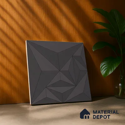 3D Highlighter Wall Tile TL 06576 D Bentley Grey Decor 1 ft x 1 ft Ceramic Matte Finish - 9 mm | Suitable for Living Room, Kitchen & Bedroom (Sample)