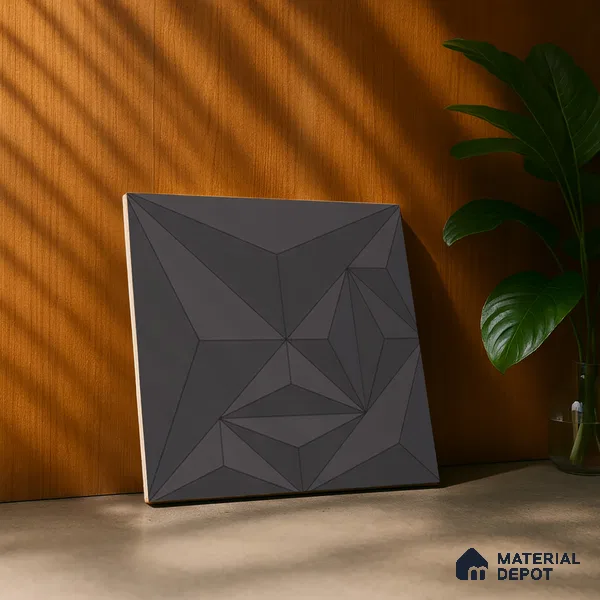 3D Highlighter Wall Tile TL 06576 D Bentley Grey Decor 1 ft x 1 ft Ceramic Matte Finish - 9 mm | Suitable for Living Room, Kitchen & Bedroom (Sample)