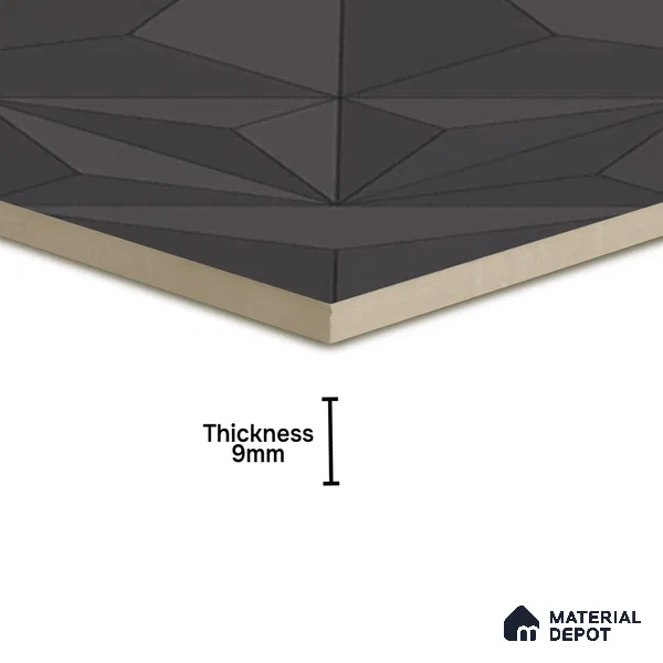 3D Highlighter Wall Tile TL 06576 D Bentley Grey Decor 1 ft x 1 ft Ceramic Matte Finish - 9 mm | Suitable for Living Room, Kitchen & Bedroom (Sample)
