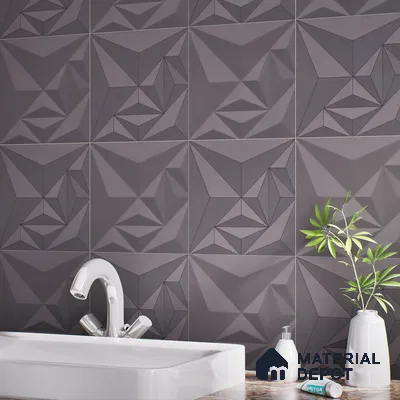 3D Highlighter Wall Tile TL 06576 D Bentley Grey Decor 1 ft x 1 ft Ceramic Matte Finish - 9 mm | Suitable for Living Room, Kitchen & Bedroom (Sample)