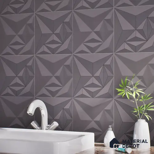 3D Highlighter Wall Tile TL 06576 D Bentley Grey Decor 1 ft x 1 ft Ceramic Matte Finish - 9 mm | Suitable for Living Room, Kitchen & Bedroom