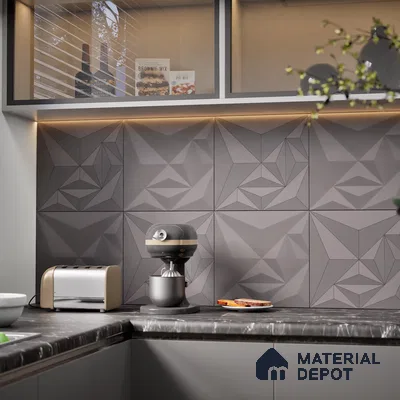 3D Highlighter Wall Tile TL 06576 D Bentley Grey Decor 1 ft x 1 ft Ceramic Matte Finish - 9 mm | Suitable for Living Room, Kitchen & Bedroom (Sample)