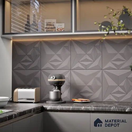 3D Highlighter Wall Tile TL 06576 D Bentley Grey Decor 1 ft x 1 ft Ceramic Matte Finish - 9 mm | Suitable for Living Room, Kitchen & Bedroom
