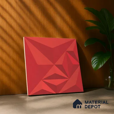 3D Highlighter Wall Tile TL 06576 E Bentley Red 1 ft x 1 ft Ceramic Matte Finish - 9 mm | Suitable for Living Room, Kitchen & Bedroom (Sample)