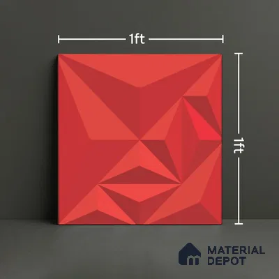 3D Highlighter Wall Tile TL 06576 E Bentley Red 1 ft x 1 ft Ceramic Matte Finish - 9 mm | Suitable for Living Room, Kitchen & Bedroom (Sample)