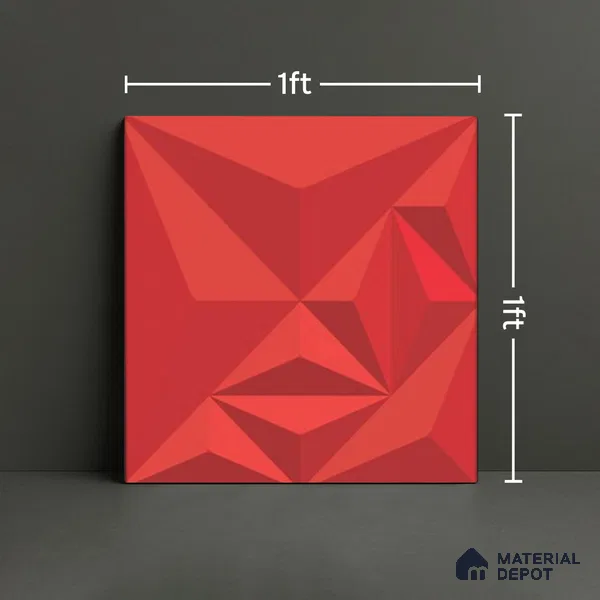 3D Highlighter Wall Tile TL 06576 E Bentley Red 1 ft x 1 ft Ceramic Matte Finish - 9 mm | Suitable for Living Room, Kitchen & Bedroom (Sample)