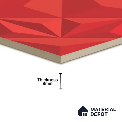 3D Highlighter Wall Tile TL 06576 E Bentley Red 1 ft x 1 ft Ceramic Matte Finish - 9 mm | Suitable for Living Room, Kitchen & Bedroom (Sample)