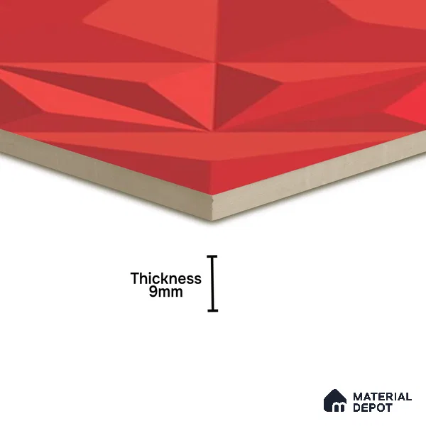 3D Highlighter Wall Tile TL 06576 E Bentley Red 1 ft x 1 ft Ceramic Matte Finish - 9 mm | Suitable for Living Room, Kitchen & Bedroom (Sample)