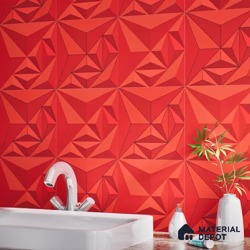 3D Highlighter Wall Tile TL 06576 E Bentley Red 1 ft x 1 ft Ceramic Matte Finish - 9 mm | Suitable for Living Room, Kitchen & Bedroom