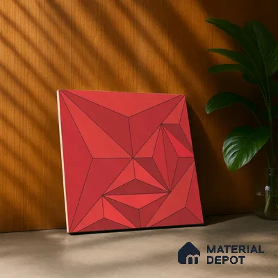 3D Highlighter Wall Tile TL 06576 F Bentley Red Decor 1 ft x 1 ft Ceramic Matte Finish - 9 mm | Suitable for Living Room, Kitchen & Bedroom (Sample)