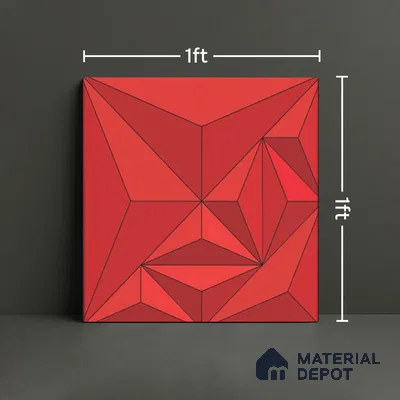 3D Highlighter Wall Tile TL 06576 F Bentley Red Decor 1 ft x 1 ft Ceramic Matte Finish - 9 mm | Suitable for Living Room, Kitchen & Bedroom (Sample)