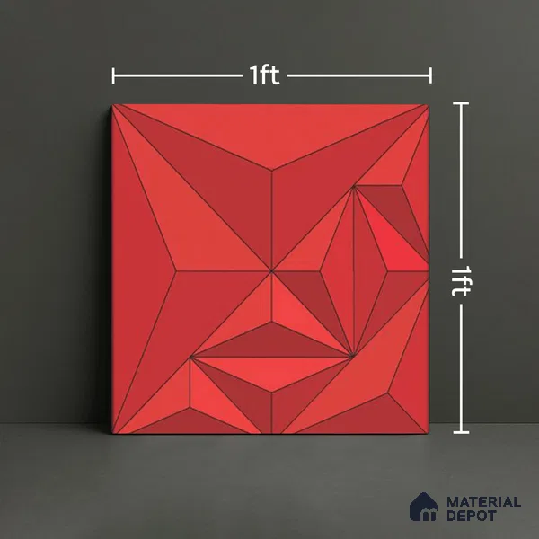 3D Highlighter Wall Tile TL 06576 F Bentley Red Decor 1 ft x 1 ft Ceramic Matte Finish - 9 mm | Suitable for Living Room, Kitchen & Bedroom (Sample)