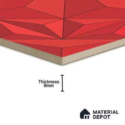 3D Highlighter Wall Tile TL 06576 F Bentley Red Decor 1 ft x 1 ft Ceramic Matte Finish - 9 mm | Suitable for Living Room, Kitchen & Bedroom (Sample)