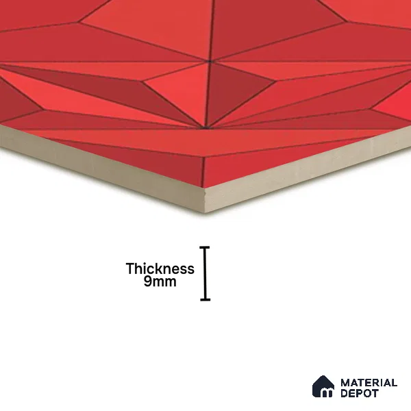 3D Highlighter Wall Tile TL 06576 F Bentley Red Decor 1 ft x 1 ft Ceramic Matte Finish - 9 mm | Suitable for Living Room, Kitchen & Bedroom (Sample)