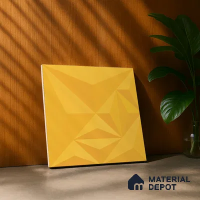 3D Highlighter Wall Tile TL 06576 G Bentley Yellow 1 ft x 1 ft Ceramic Matte Finish - 9 mm | Suitable for Living Room, Kitchen & Bedroom (Sample)