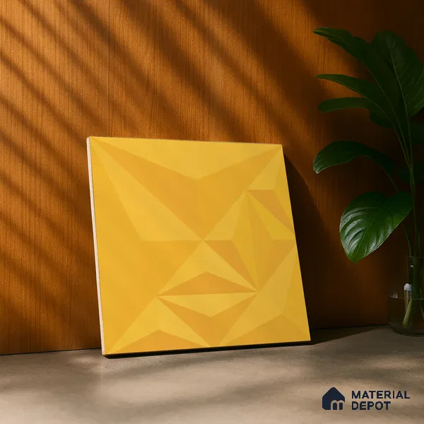 3D Highlighter Wall Tile TL 06576 G Bentley Yellow 1 ft x 1 ft Ceramic Matte Finish - 9 mm | Suitable for Living Room, Kitchen & Bedroom (Sample)