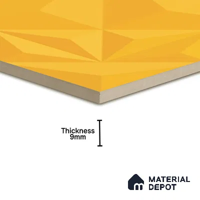 3D Highlighter Wall Tile TL 06576 G Bentley Yellow 1 ft x 1 ft Ceramic Matte Finish - 9 mm | Suitable for Living Room, Kitchen & Bedroom (Sample)
