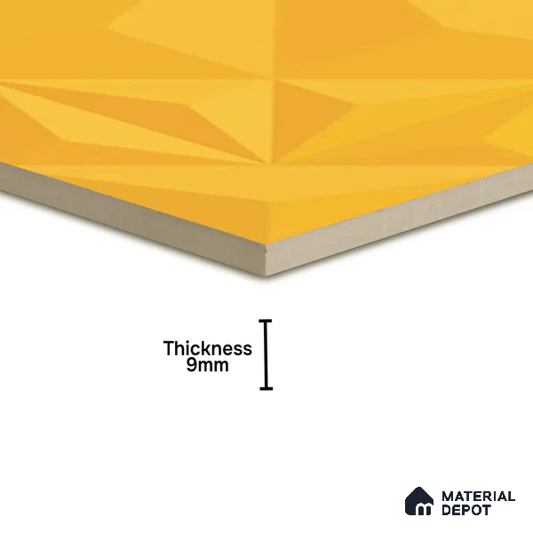 3D Highlighter Wall Tile TL 06576 G Bentley Yellow 1 ft x 1 ft Ceramic Matte Finish - 9 mm | Suitable for Living Room, Kitchen & Bedroom (Sample)