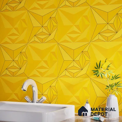 3D Highlighter Wall Tile TL 06576 G Bentley Yellow 1 ft x 1 ft Ceramic Matte Finish - 9 mm | Suitable for Living Room, Kitchen & Bedroom (Sample)