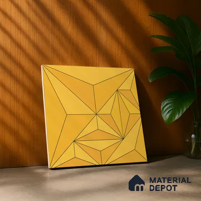 3D Highlighter Wall Tile TL 06576 H Bentley Yellow Decor 1 ft x 1 ft Ceramic Matte Finish - 9 mm | Suitable for Living Room, Kitchen & Bedroom (Sample)