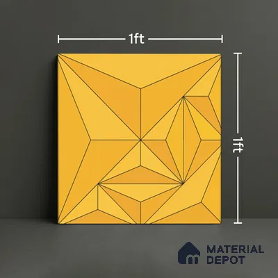 3D Highlighter Wall Tile TL 06576 H Bentley Yellow Decor 1 ft x 1 ft Ceramic Matte Finish - 9 mm | Suitable for Living Room, Kitchen & Bedroom (Sample)