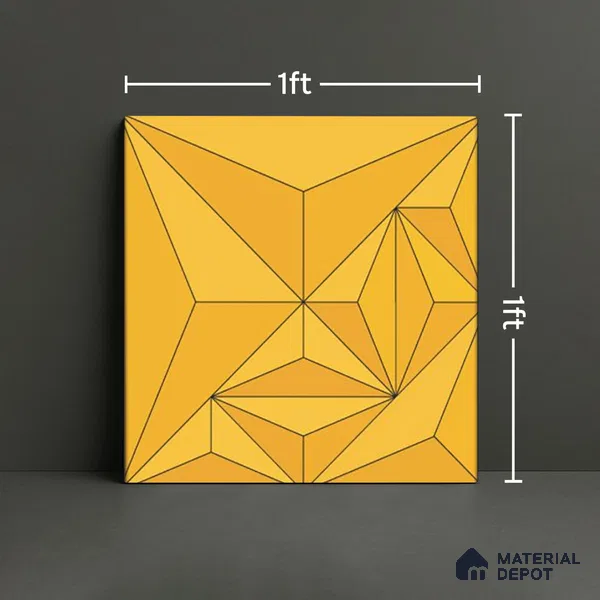 3D Highlighter Wall Tile TL 06576 H Bentley Yellow Decor 1 ft x 1 ft Ceramic Matte Finish - 9 mm | Suitable for Living Room, Kitchen & Bedroom (Sample)