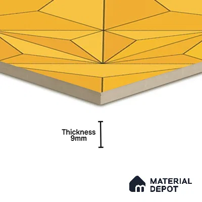 3D Highlighter Wall Tile TL 06576 H Bentley Yellow Decor 1 ft x 1 ft Ceramic Matte Finish - 9 mm | Suitable for Living Room, Kitchen & Bedroom (Sample)