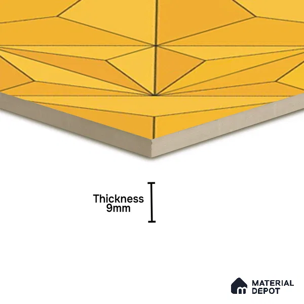 3D Highlighter Wall Tile TL 06576 H Bentley Yellow Decor 1 ft x 1 ft Ceramic Matte Finish - 9 mm | Suitable for Living Room, Kitchen & Bedroom (Sample)