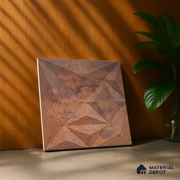 3D Highlighter Wall Tile TL 06576 J G Bentley Bronze 1 ft x 1 ft Ceramic Matte Finish - 9 mm | Suitable for Living Room, Kitchen & Bedroom