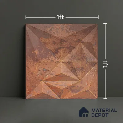 3D Highlighter Wall Tile TL 06576 J G Bentley Bronze 1 ft x 1 ft Ceramic Matte Finish - 9 mm | Suitable for Living Room, Kitchen & Bedroom