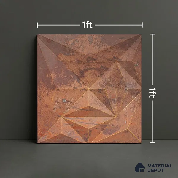 3D Highlighter Wall Tile TL 06576 J G Bentley Bronze 1 ft x 1 ft Ceramic Matte Finish - 9 mm | Suitable for Living Room, Kitchen & Bedroom
