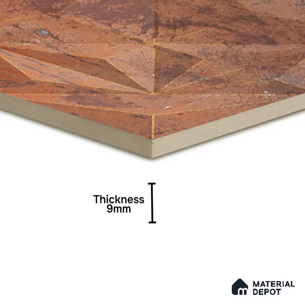 3D Highlighter Wall Tile TL 06576 J G Bentley Bronze 1 ft x 1 ft Ceramic Matte Finish - 9 mm | Suitable for Living Room, Kitchen & Bedroom