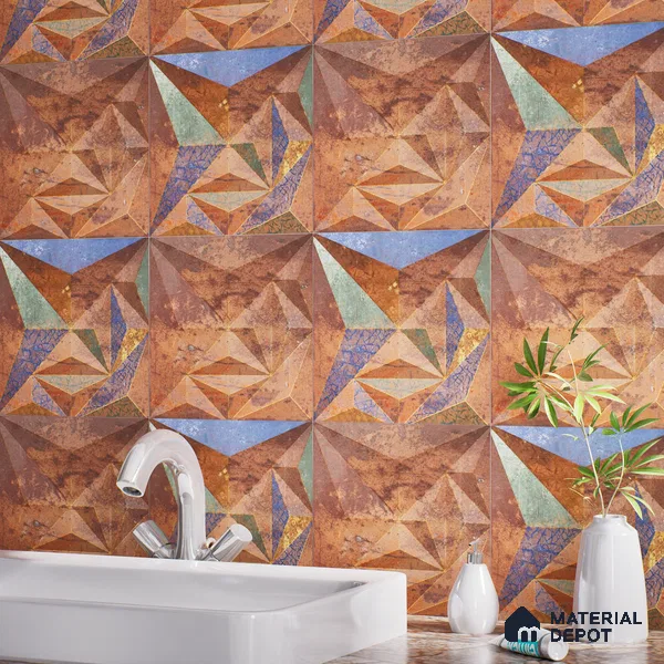 3D Highlighter Wall Tile TL 06576 J G Bentley Bronze 1 ft x 1 ft Ceramic Matte Finish - 9 mm | Suitable for Living Room, Kitchen & Bedroom