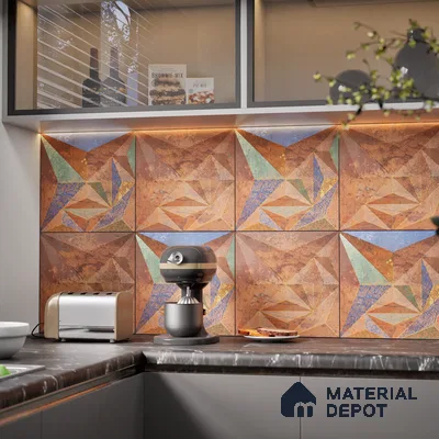 3D Highlighter Wall Tile TL 06576 K G Bentley Bronze Decor 1 ft x 1 ft Ceramic Matte Finish - 9 mm | Suitable for Living Room, Kitchen & Bedroom (Sample)