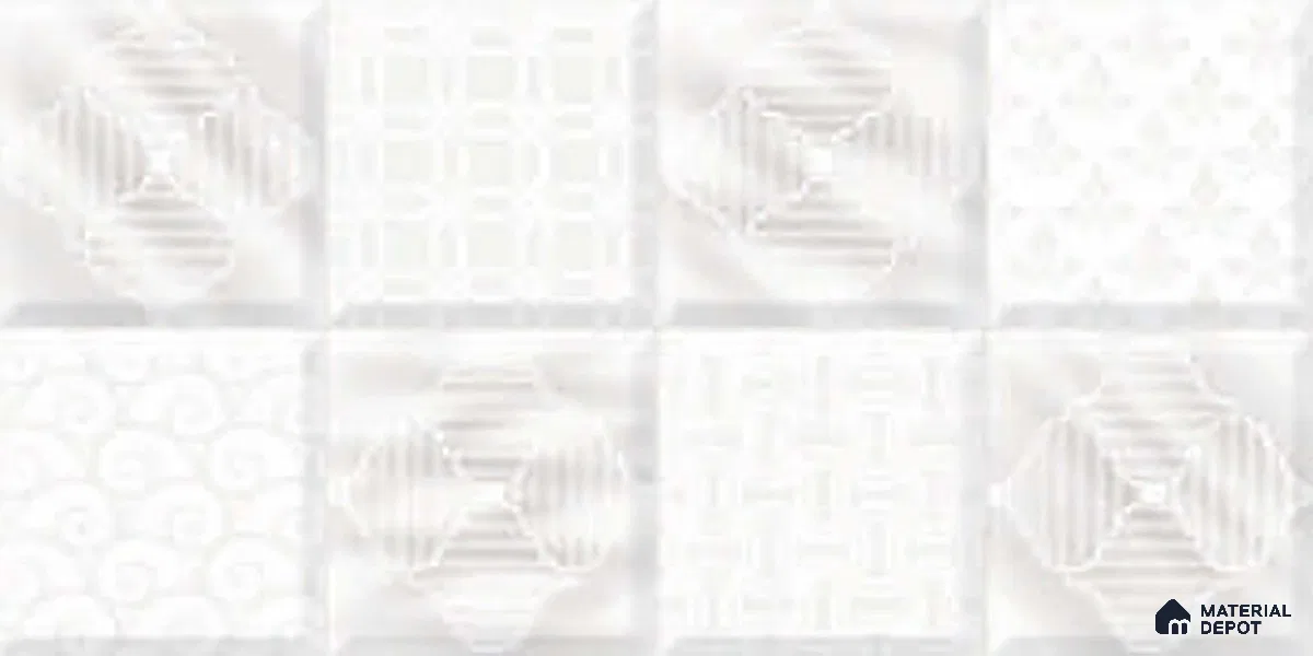 Faux Subway Wall Tile TL 06473 R Septon White 2 ft x 1 ft Ceramic Glossy Finish - 8 mm | Suitable For Kitchen, Bathroom, Dining Area