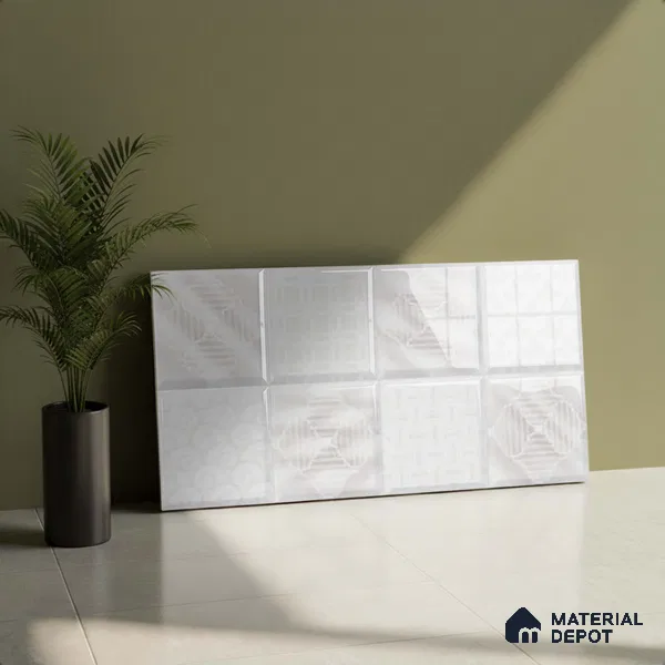 Faux Subway Wall Tile TL 06473 R Septon White 2 ft x 1 ft Ceramic Glossy Finish - 8 mm | Suitable For Kitchen, Bathroom, Dining Area