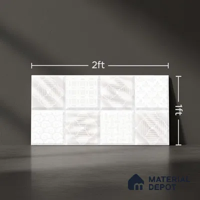 Faux Subway Wall Tile TL 06473 R Septon White 2 ft x 1 ft Ceramic Glossy Finish - 8 mm | Suitable For Kitchen, Bathroom, Dining Area