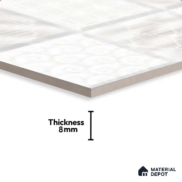 Faux Subway Wall Tile TL 06473 R Septon White 2 ft x 1 ft Ceramic Glossy Finish - 8 mm | Suitable For Kitchen, Bathroom, Dining Area