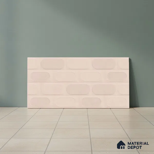 Highlighter Wall Tile TL 06538 E L Zellige Pink HL 2 ft x 1 ft Ceramic Matte Finish - 8 mm | Suitable for Living Room, Kitchen & Bathroom (Sample)