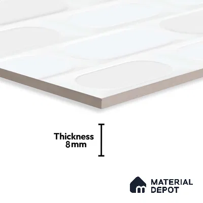 Highlighter Wall Tile TL 06538 L Zellige White HL 2 ft x 1 ft Ceramic Matte Finish - 8 mm | Suitable for Living Room, Kitchen & Bathroom (Sample)