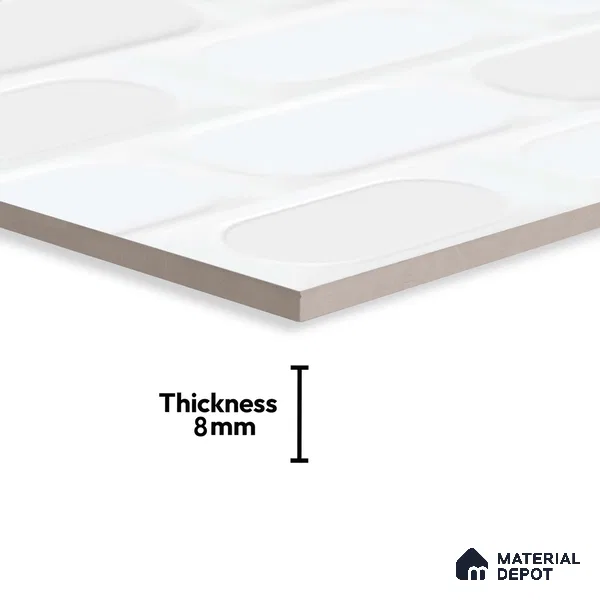 Highlighter Wall Tile TL 06538 L Zellige White HL 2 ft x 1 ft Ceramic Matte Finish - 8 mm | Suitable for Living Room, Kitchen & Bathroom (Sample)