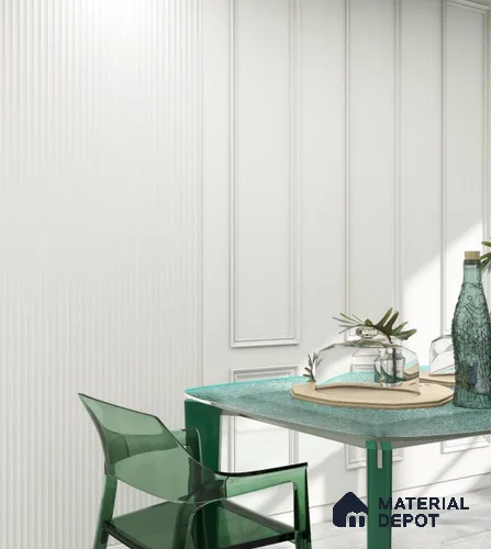 Snow White Patterned Louver PN 02713 M 9.5 ft x 4.7 inch Charcoal Panel - 12 mm | Suitable for Feature Wall, TV Unit & Living Room | Width is Subjected to 5% Variation